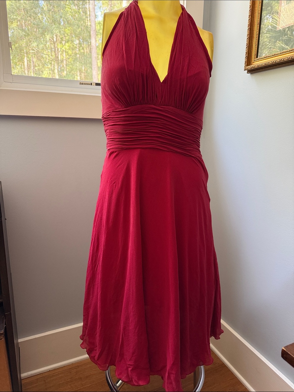 Donna Morgan Wine Halter Midi Dress